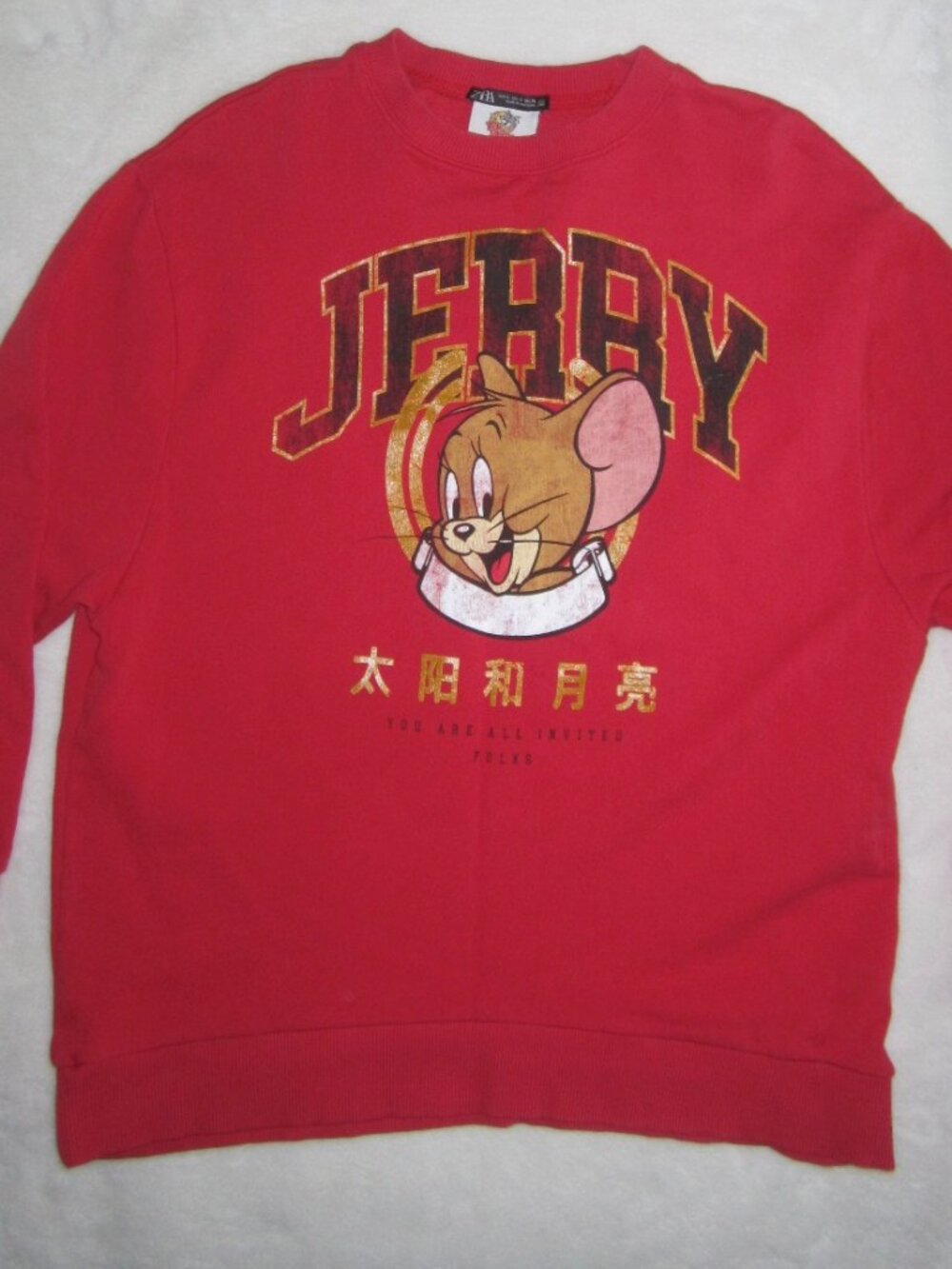 ZARA x TOM & JERRY You Are All Invited Folks Sweatshirt Women's Small